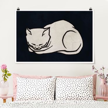 Poster - Sleeping Cat Illustration