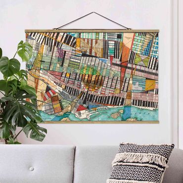 Fabric print with poster hangers - Modern Map Of Montreal