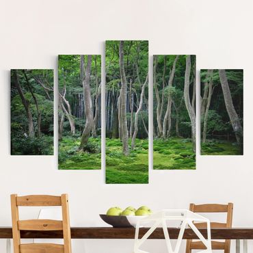 Print on canvas 5 parts - Japanese Forest