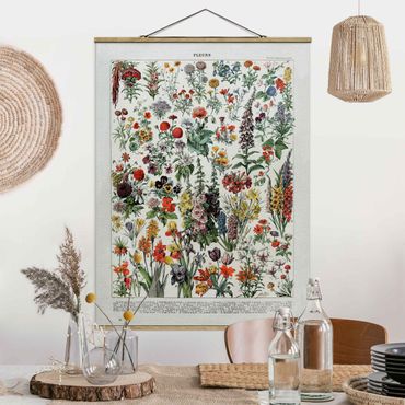 Fabric print with poster hangers - Vintage Board Flowers IV