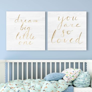 Print on canvas - Wooden Wall White Set I