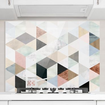 Glass Splashback - Watercolor Mosaic With Triangles I - Landscape 3:4