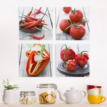 Print on canvas 4 parts - Red Vegetables