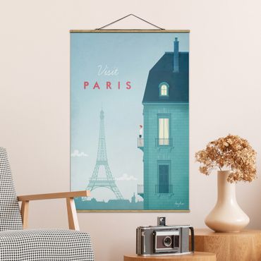 Fabric print with poster hangers - Travel Poster - Paris