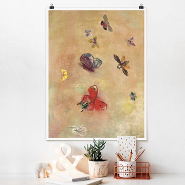 Poster art print - Odilon Redon - Colourful Butterflies