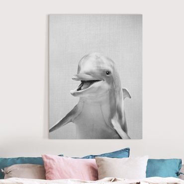 Canvas print - Dolphin Diddi Black And White - Portrait format 3:4