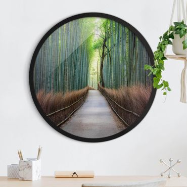 Circular framed print - The Path Through The Bamboo