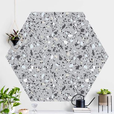 Self-adhesive hexagonal pattern wallpaper - Detailed Terrazzo Pattern Massa