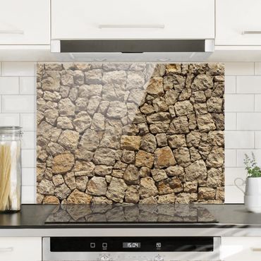 Glass Splashback - Old Wall Of Paving Stone - Landscape 3:4