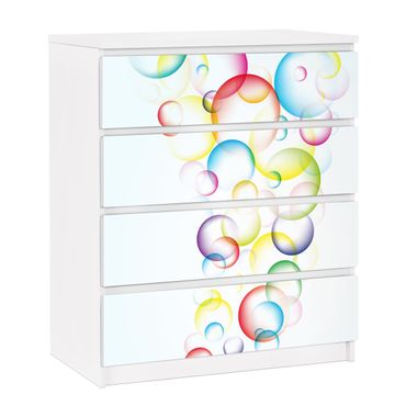 Adhesive film for furniture IKEA - Malm chest of 4x drawers - Rainbow Bubbles