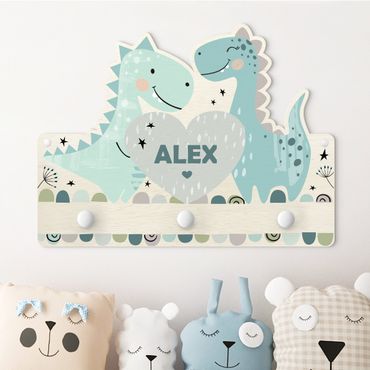 Coat rack for children - Dino Pastel With Customised Name