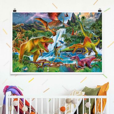 Poster - Dinosaurs In A Prehistoric Storm