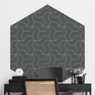 Self-adhesive hexagonal pattern wallpaper - Three-Dimensional Structure Line Pattern