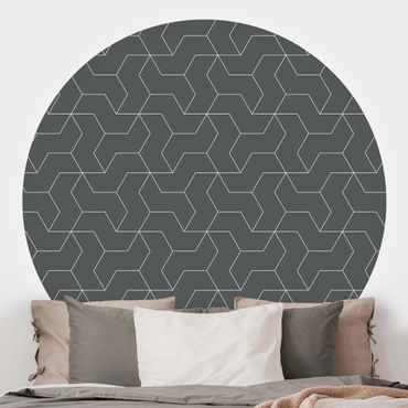 Self-adhesive round wallpaper - Three-Dimensional Structure Line Pattern