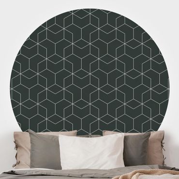 Self-adhesive round wallpaper - Three-Dimensional Cube Pattern