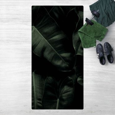 Cork mat - Jungle Leaves Dark Green - Portrait format 1:2
