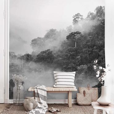 Wallpaper - Foggy Jungle Black And White
