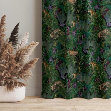 Curtain - Jungle Leaves With Tiger