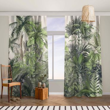Curtain - Jungle Plants In Green