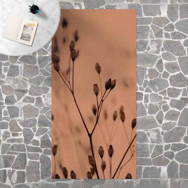 Cork mat - Dark Buds On Wild Flower Twig - Portrait format 1:2