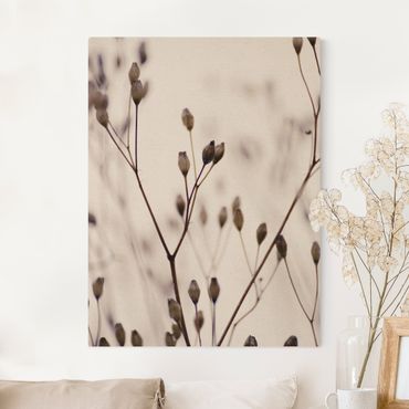 Natural canvas print - Dark Buds On Wild Flower Twig - Portrait format 3:4