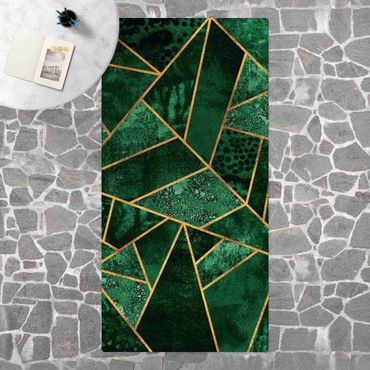 Cork mat - Dark Emerald With Gold - Portrait format 1:2