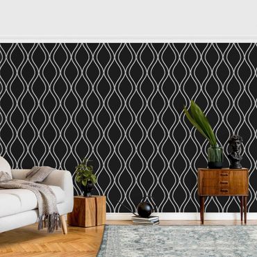 Wallpaper - Dark Retro Pattern With Grey Waves