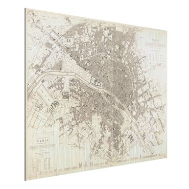 Print on aluminium - Vintage Map Paris