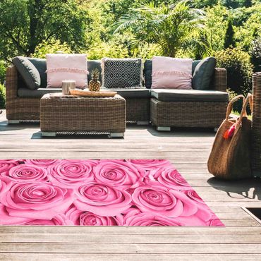 Vinyl Floor Mat - Pink Roses - Landscape Format 2:1