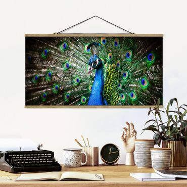 Fabric print with poster hangers - Noble Peacock