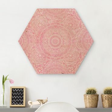 Hexagon Picture Wood - Pattern Mandala Pink