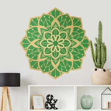 Wall sticker - Mandala Flower Pattern Gold Green