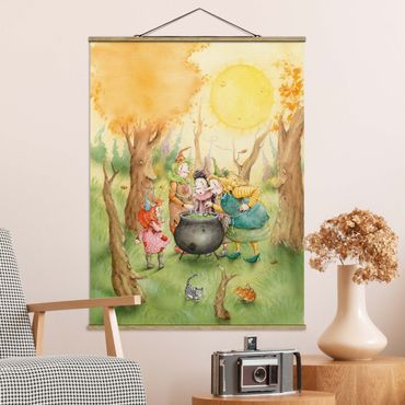 Fabric print with poster hangers - Frida At The Witches Meeting