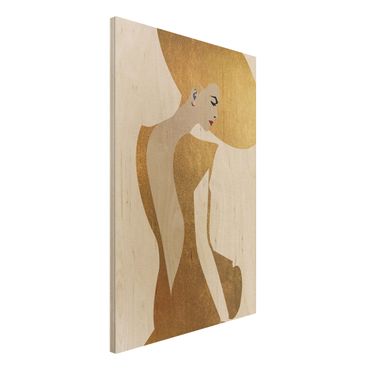 Print on wood - Lady With Hat Golden