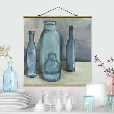 Fabric print with poster hangers - Still Life With Glass Bottles II