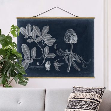 Fabric print with poster hangers - Foliage Dark Blue - Zimtapfel