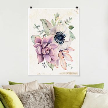 Poster flowers - Watercolour Flower Cottage