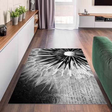 Vinyl Floor Mat - Dandelion Black & White - Landscape Format 3:2