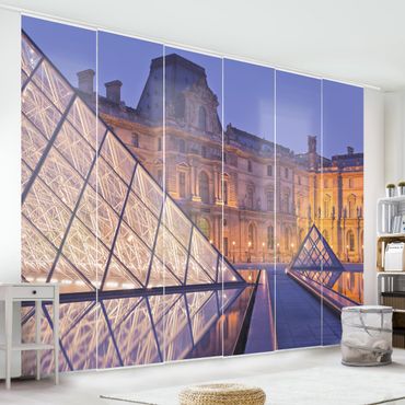 Sliding panel curtains set - Louvre Paris At Night