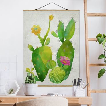 Fabric print with poster hangers - Cactus Family In Pink And Yellow