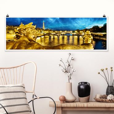 Panoramic poster architecture & skyline - Golden Paris