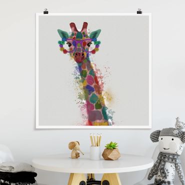 Poster - Rainbow Splash Giraffe
