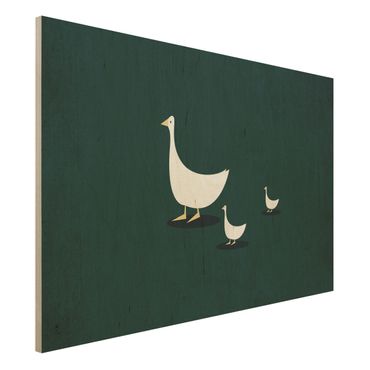 Print on wood - Goose Family On A Trip