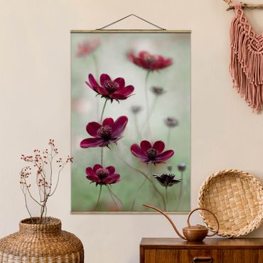Fabric print with poster hangers - Pink Cosmos Flower