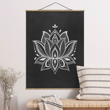 Fabric print with poster hangers - Lotus Illustration White Gold