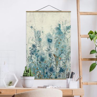 Fabric print with poster hangers - Blue Spring Meadow II