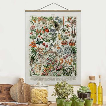 Fabric print with poster hangers - Vintage Board Flowers III