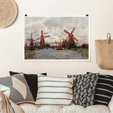 Poster - Claude Monet - Windmills in Westzijderveld near Zaandam