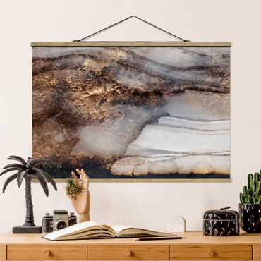 Fabric print with poster hangers - Golden Marble Painted