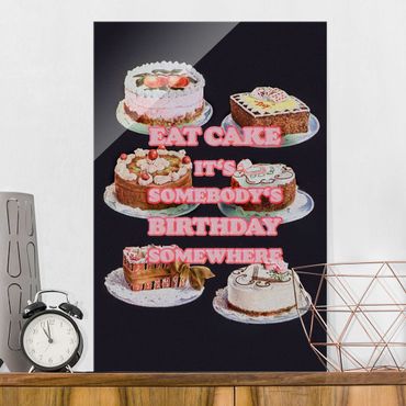 Glass print - Eat Cake It's Birthday - Portrait format 2:3